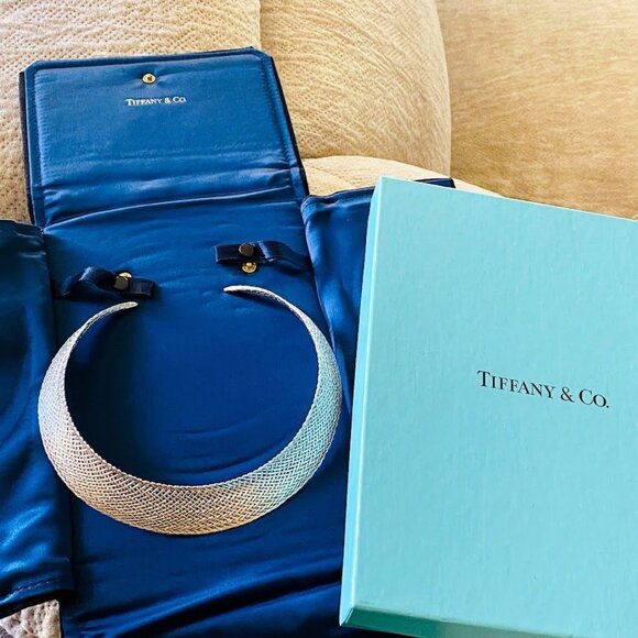 TIFFANY & CO. Rare 925 Sterling Silver Woven "Vannerie" Collar Necklace Vintage - Picture 4 of 15